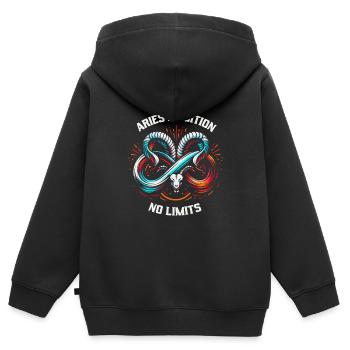 Widder Lustig Astrologie - Kinder Premium Organic Zip Hoodie - Schwarz - Hinten - AI Model Kid Male (0cm)