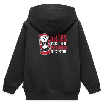 Astrologie Bélier - Sweat Premium à capuche zippé enfant bio - noir - Dos - AI Model Kid Male (0cm)