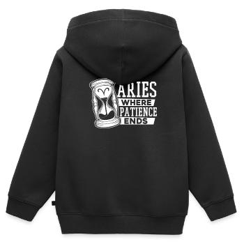 Astrologie Bélier - Sweat Premium à capuche zippé enfant bio - noir - Dos - AI Model Kid Male (0cm)
