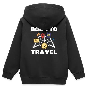 Born To Travel Tourist - Kinder Premium Organic Zip Hoodie - Schwarz - Hinten - AI Model Kid Male (0cm)