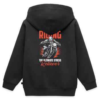 Motorrad Biker Motorbike Motorcycle Therapy - Kinder Premium Organic Zip Hoodie - Schwarz - Hinten - AI Model Kid Male (0cm)