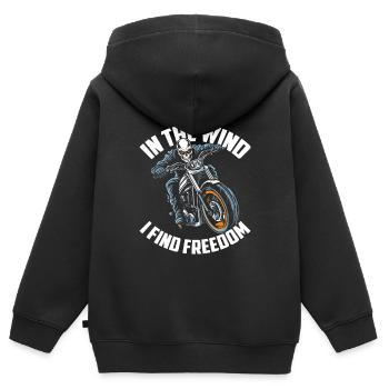 Moto Motard Motard - Sweat Premium à capuche zippé enfant bio - noir - Dos - AI Model Kid Male (0cm)