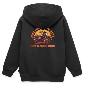 Moto Motard Motard - Sweat Premium à capuche zippé enfant bio - noir - Dos - AI Model Kid Male (0cm)