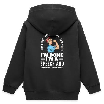 Speech therapist, speech therapist, speech therapist - Kids Premium Organic Zip-up Hoodie - black - Back - AI Model Kid Male (0cm)