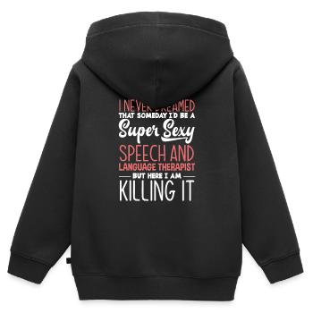 Speech therapist, speech therapist, speech therapist - Kids Premium Organic Zip-up Hoodie - black - Back - AI Model Kid Male (0cm)