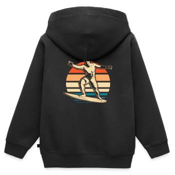 Surfer Surfen - Kinder Premium Organic Zip Hoodie - Schwarz - Hinten - AI Model Kid Male (0cm)