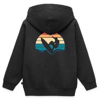 Surfer Surfen - Kinder Premium Organic Zip Hoodie - Schwarz - Hinten - AI Model Kid Male (0cm)