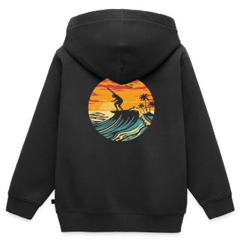Surfer Surfen - Kinder Premium Organic Zip Hoodie - Schwarz - Hinten - AI Model Kid Male (0cm)