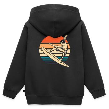 Surfer Surfen - Kinder Premium Organic Zip Hoodie - Schwarz - Hinten - AI Model Kid Male (0cm)