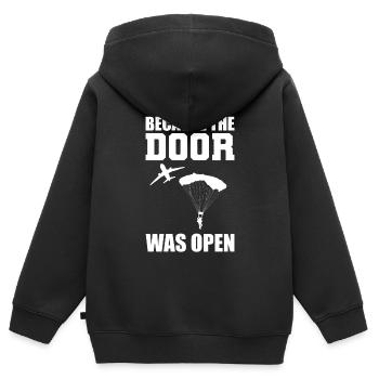 Because The Door Was Open Fallschirmspringer - Kinder Premium Organic Zip Hoodie - Schwarz - Hinten - AI Model Kid Male (0cm)