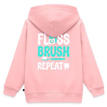 Floss Brush Repeat Zahnarzthelferin - Kinder Premium Organic Zip Hoodie - Rosa - Hinten - AI Model Kid Female (0cm)