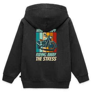 Moto Motard Motard - Sweat Premium à capuche zippé enfant bio - noir - Dos - AI Model Kid Male (0cm)