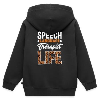 Speech therapist, speech therapist, speech therapist - Kids Premium Organic Zip-up Hoodie - black - Back - AI Model Kid Male (0cm)