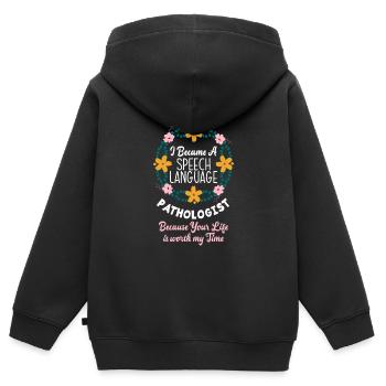 Speech therapist, speech therapist, speech therapist - Kids Premium Organic Zip-up Hoodie - black - Back - AI Model Kid Male (0cm)