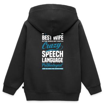 Speech therapist, speech therapist, speech therapist - Kids Premium Organic Zip-up Hoodie - black - Back - AI Model Kid Male (0cm)