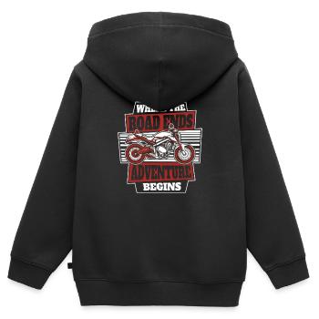 Moto Motard Motard - Sweat Premium à capuche zippé enfant bio - noir - Dos - AI Model Kid Male (0cm)