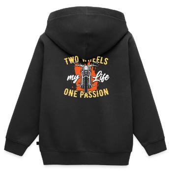 Moto Motard Motard - Sweat Premium à capuche zippé enfant bio - noir - Dos - AI Model Kid Male (0cm)