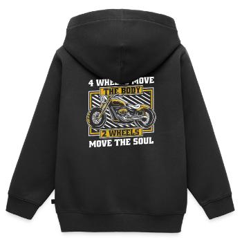 Moto Motard Motard - Sweat Premium à capuche zippé enfant bio - noir - Dos - AI Model Kid Male (0cm)