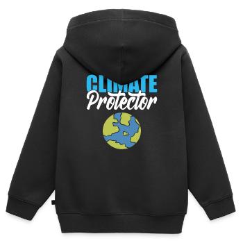Globale Erwärmung Grüner Aktivist - Kinder Premium Organic Zip Hoodie - Schwarz - Hinten - AI Model Kid Male (0cm)