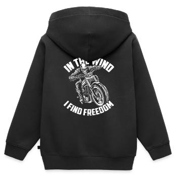 Moto Motard Motard - Sweat Premium à capuche zippé enfant bio - noir - Dos - AI Model Kid Male (0cm)