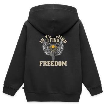 Moto Motard Motard - Sweat Premium à capuche zippé enfant bio - noir - Dos - AI Model Kid Male (0cm)
