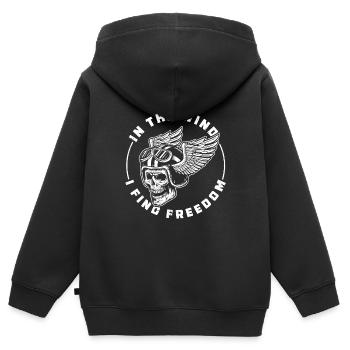 Moto Motard Motard - Sweat Premium à capuche zippé enfant bio - noir - Dos - AI Model Kid Male (0cm)
