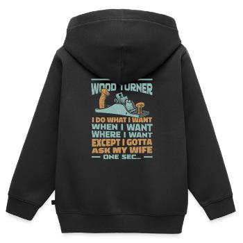 Tourneurs sur bois Tourneurs sur bois - Sweat Premium à capuche zippé enfant bio - noir - Dos - AI Model Kid Male (0cm)