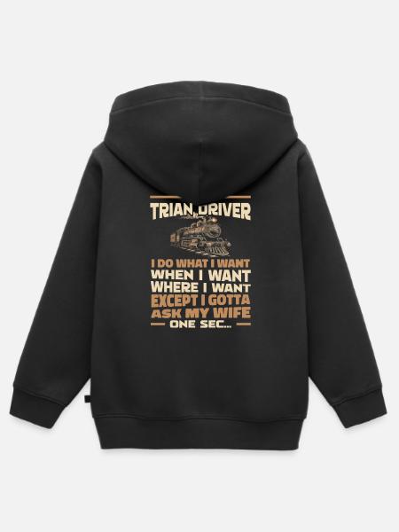 Conducteur de train Conducteur de train - Sweat Premium à capuche zippé enfant bio - noir