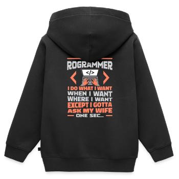 Développeur, Codeur, Programmeur - Sweat Premium à capuche zippé enfant bio - noir - Dos - AI Model Kid Male (0cm)