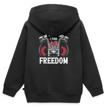 Moto Motard Motard - Sweat Premium à capuche zippé enfant bio - noir - Dos - AI Model Kid Male (0cm)