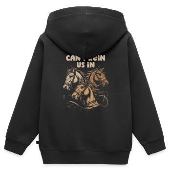 Pferd Reitsport - Kinder Premium Organic Zip Hoodie - Schwarz - Hinten - AI Model Kid Male (0cm)