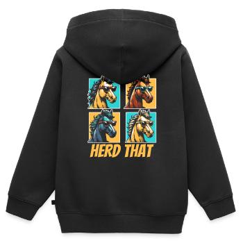 Horse Equestrian Sports - Kids Premium Organic Zip-up Hoodie - black - Back - AI Model Kid Male (0cm)