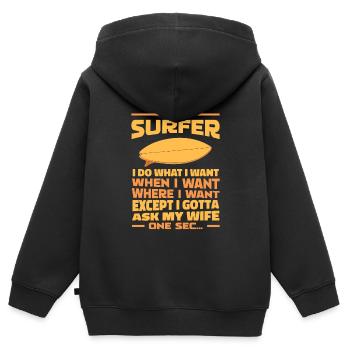 Surfer Surfen - Kinder Premium Organic Zip Hoodie - Schwarz - Hinten - AI Model Kid Male (0cm)