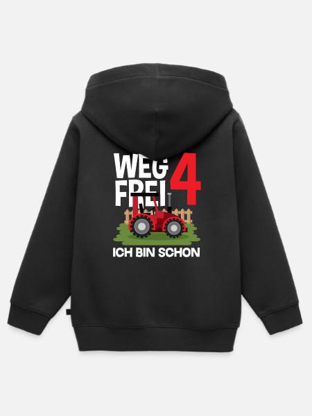 4e verjaardag tractor 4 jaar verjaardag Shirt - Kinder Premium zip hoodie biologisch - zwart