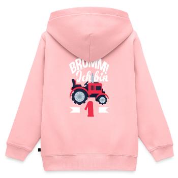 1. Geburtstag Traktor 1 Jahr Geburtstagsshirt - Kinder Premium Organic Zip Hoodie - Rosa - Hinten - AI Model Kid Female (0cm)