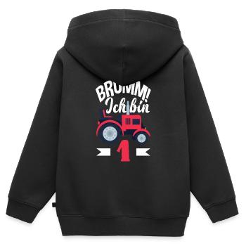 1. Geburtstag Traktor 1 Jahr Geburtstagsshirt - Kinder Premium Organic Zip Hoodie - Schwarz - Hinten - AI Model Kid Male (0cm)