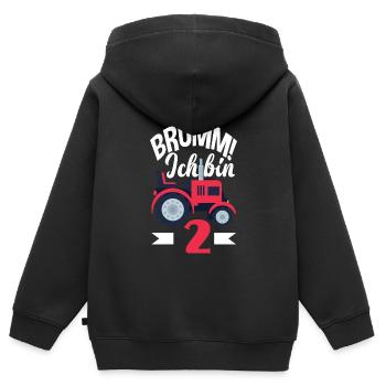 2. Geburtstag Traktor 2 Jahre Geburtstagsshirt - Kinder Premium Organic Zip Hoodie - Schwarz - Hinten - AI Model Kid Male (0cm)