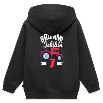7. Geburtstag Traktor 7 Jahre Geburtstagsshirt - Kinder Premium Organic Zip Hoodie - Schwarz - Hinten - AI Model Kid Male (0cm)