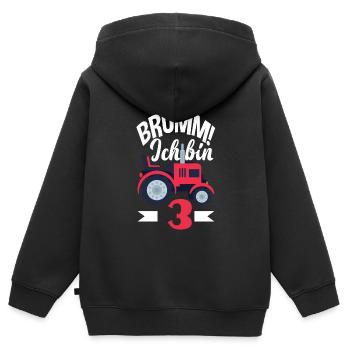 3. Geburtstag Traktor 3 Jahre Geburtstagsshirt - Kinder Premium Organic Zip Hoodie - Schwarz - Hinten - AI Model Kid Male (0cm)