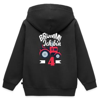 4. Geburtstag Traktor 4 Jahre Geburtstagsshirt - Kinder Premium Organic Zip Hoodie - Schwarz - Hinten - AI Model Kid Male (0cm)