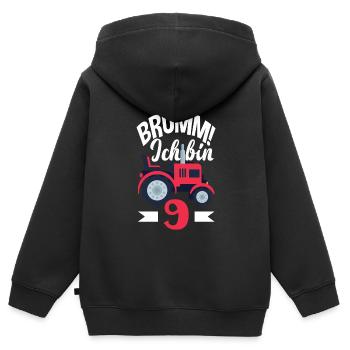9. Geburtstag Traktor 9 Jahre Geburtstagsshirt - Kinder Premium Organic Zip Hoodie - Schwarz - Hinten - AI Model Kid Male (0cm)