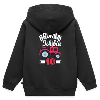 10. Geburtstag Traktor 10 Jahre Geburtstagsshirt - Kinder Premium Organic Zip Hoodie - Schwarz - Hinten - AI Model Kid Male (0cm)