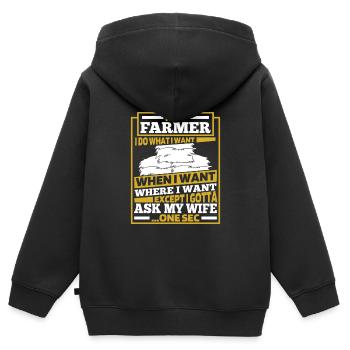 Farmer Farmer - Kids Premium Organic Zip-up Hoodie - black - Back - AI Model Kid Male (0cm)