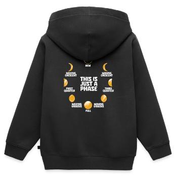 Mond Luna Juste une phase de lune - Sweat Premium à capuche zippé enfant bio - noir - Dos - AI Model Kid Male (0cm)