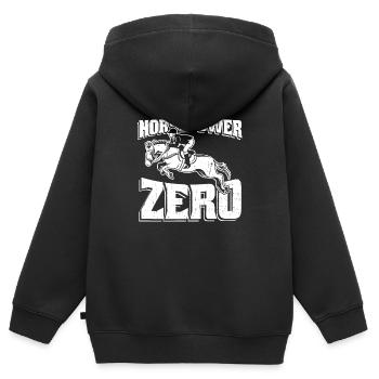 Pferd Reitsport - Kinder Premium Organic Zip Hoodie - Schwarz - Hinten - AI Model Kid Male (0cm)