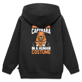 Déguisement Capybara Capybara - Sweat Premium à capuche zippé enfant bio - noir - Dos - AI Model Kid Male (0cm)