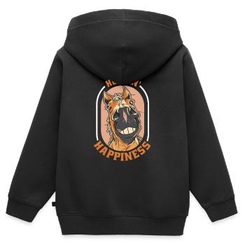 Pferd Reitsport - Kinder Premium Organic Zip Hoodie - Schwarz - Hinten - AI Model Kid Male (0cm)