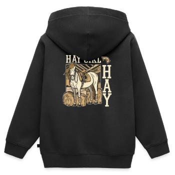 Pferd Reitsport - Kinder Premium Organic Zip Hoodie - Schwarz - Hinten - AI Model Kid Male (0cm)