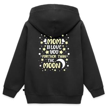 Lune Luna Amour Lune Maman - Sweat Premium à capuche zippé enfant bio - noir - Dos - AI Model Kid Male (0cm)