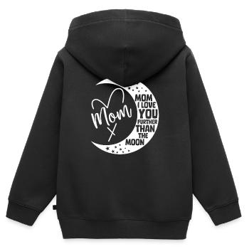 Lune Luna Amour Lune Maman - Sweat Premium à capuche zippé enfant bio - noir - Dos - AI Model Kid Male (0cm)